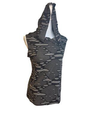 Y2K Shrine Hollywood XL Gray Camo Abstract Sleeveless Hoodie Top Gothic Rock